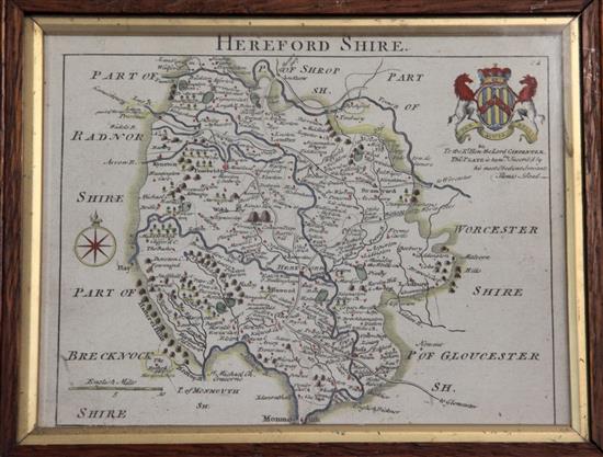 John Seller. Hartfordshire, a coloured engraved map,